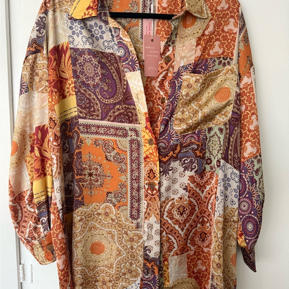 Colorful Paisley Button-Up Shirt